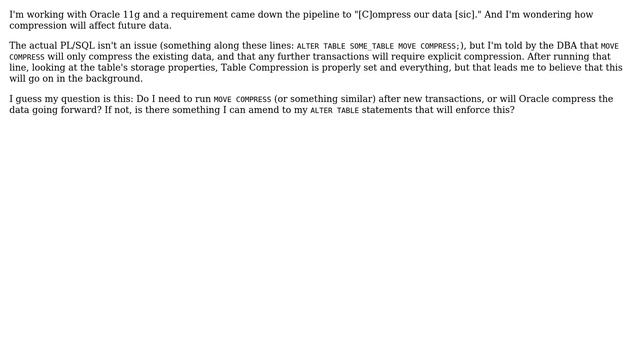 Databases: How does MOVE COMPRESS affect future data? смотреть онлайн