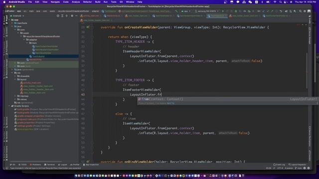 recyclerview with header | recyclerview with footer | recyclerview with header and footer | part 2 смотреть онлайн
