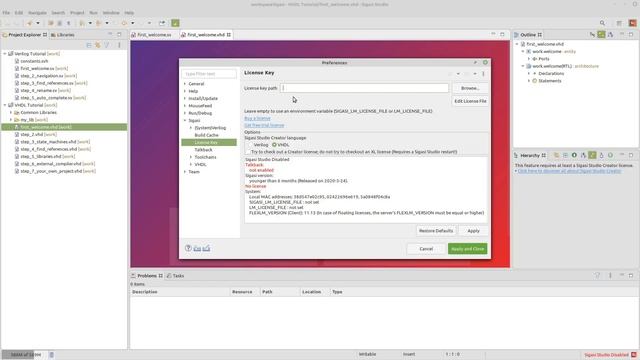 License configuration in Sigasi Studio смотреть онлайн
