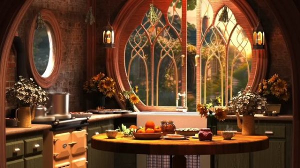 Cozy Kitchen Ambience: Cooking Sounds, Birdsong, Bubbling, Fantasy Inspired