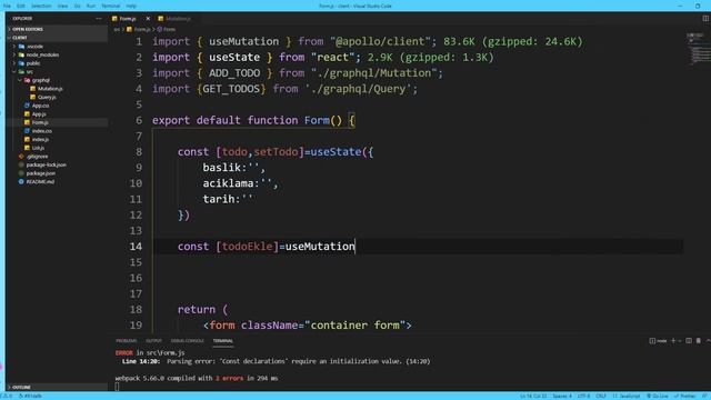 18# Todo Ekleme İşlemi [React - GraphQL Uygulama Geliştirme] смотреть онлайн