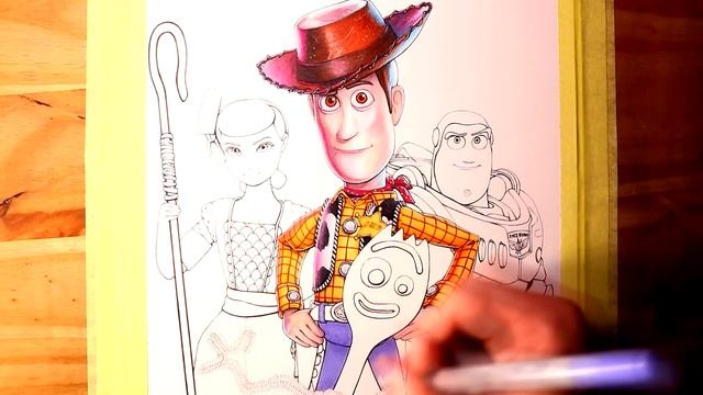 Let's Draw TOY STORY 4 - WOODY, BUZZ LIGHTYEAR, BO PEEP & FORKY - FAN ART
