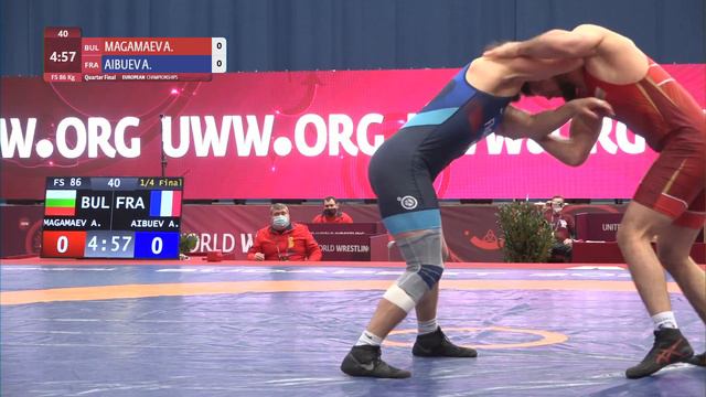 1/4 FS - 86 kg: A. MAGAMAEV (BUL) v. A. AIBUEV (FRA) смотреть онлайн