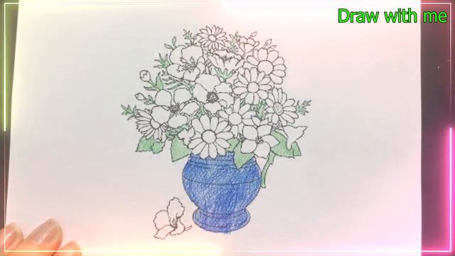 Draw and color a picture of a pot of gerbera flowers смотреть онлайн