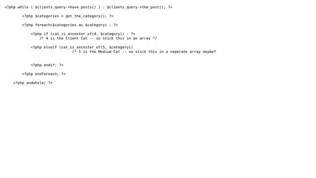 Wordpress: Get Unique Categories - Group By? смотреть онлайн