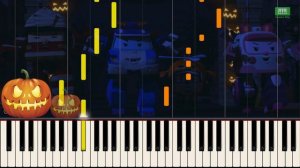 Robocar Poli Happy Halloween Song Easy Piano Tutorial