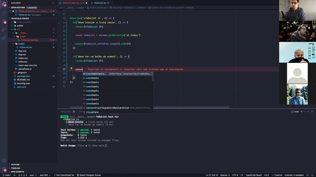 Testes no React utilizando Testing Library смотреть онлайн