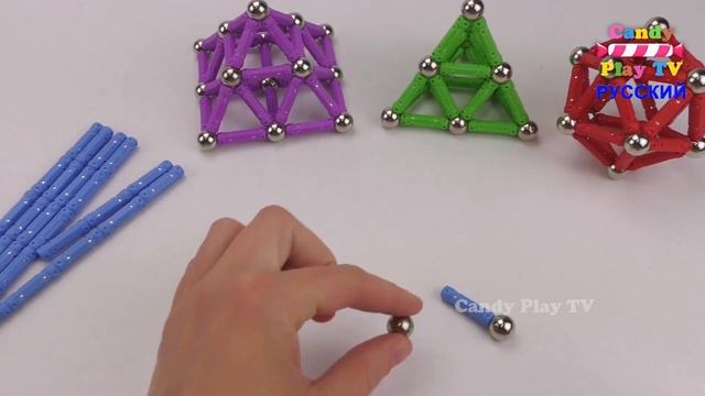 Учим название геометрических фигур и форм с магнитными шариками и палочками | Магнитный конструктор смотреть онлайн