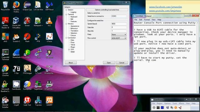 Router Console Port Connection Using Putty and USB-RJ45 cable смотреть онлайн