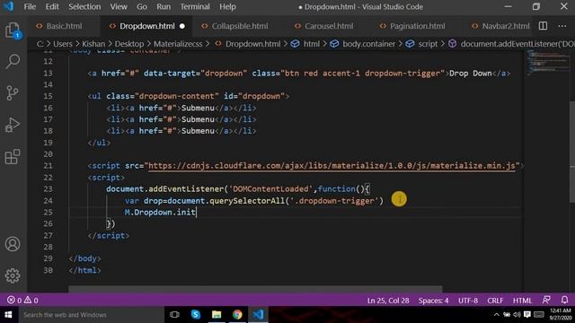 Materialize css dropdown navbar #21 Dropdown смотреть онлайн