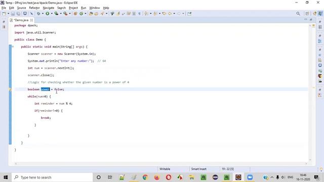 Java program to check whether the given number is a power of 4 смотреть онлайн