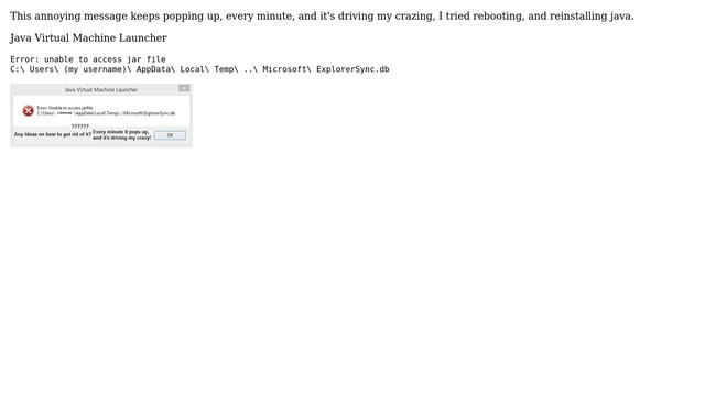 "Error: unable to access jar file" pops up every minute in Java смотреть онлайн