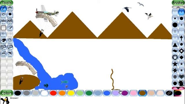 Tux Paint | How to draw beautiful scenery in Tux Paint. смотреть онлайн