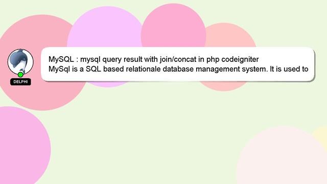 MySQL : mysql query result with join/concat in php codeigniter смотреть онлайн