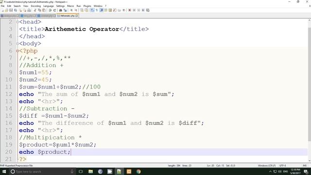 php tutorial in hindi part 8 Arithemetic Operator in PHP смотреть онлайн
