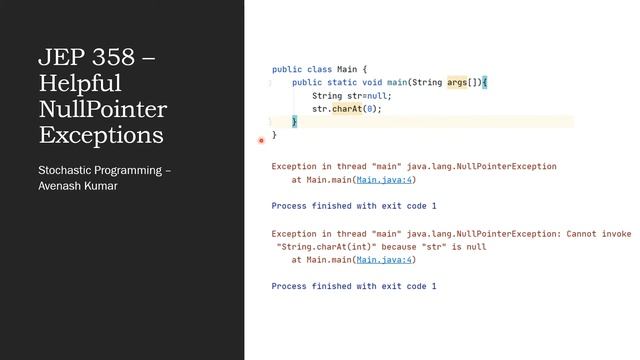 JEP 358: Helpful NullPointerExceptions смотреть онлайн