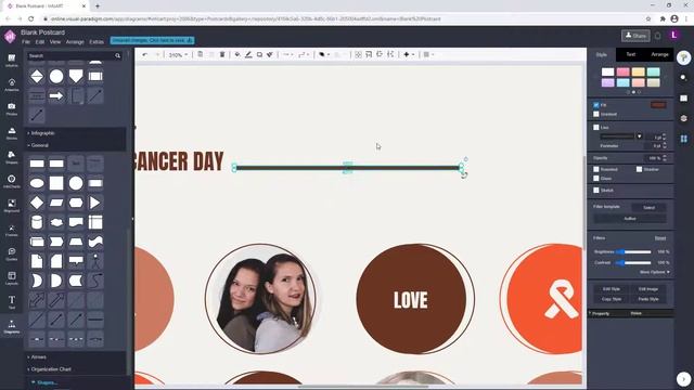 Design a Brown Orange Circles World Cancer Day Postcard for Free using VP InfoART смотреть онлайн
