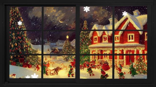 4K Winter Christmas Aesthetic Screensaver I Fake Window Snow Projector I TV Art Background Video смотреть онлайн