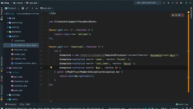 Trabajo con archivos Word en Laravel, paso de variables y descarga смотреть онлайн