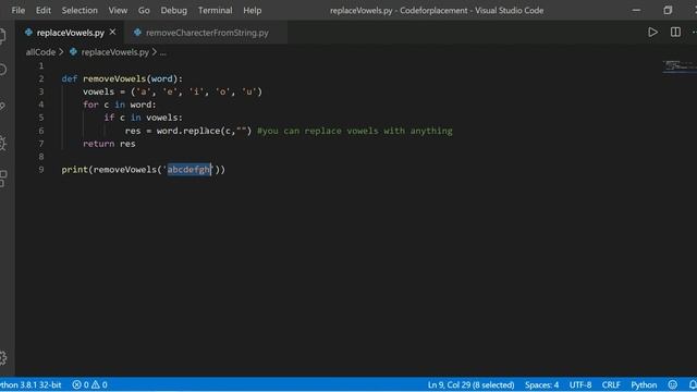 How do you remove a Vowels or Replace Vowels with Percentage(%) from a Word in Python. смотреть онлайн