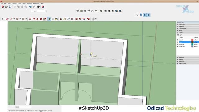 Create wall openings for doors and windows in SketchUp Pro 3d смотреть онлайн