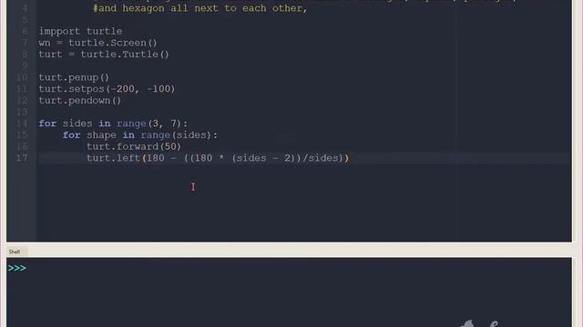 How to draw polygons of 3 to 6 sides using Python Turtle? || Python Turtles смотреть онлайн