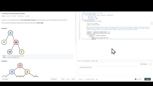 Binary Tree Vertical Order Traversal(Python & full walkthru & bfs) смотреть онлайн