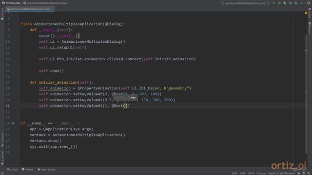 PyQt - Receta 82: Parte 4/4: Aplicar Múltiples Animaciones a un Objeto con QPropertyAnimation смотреть онлайн