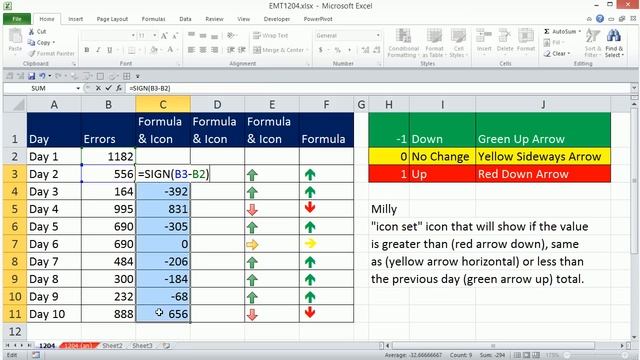 Excel Magic Trick 1204: Conditional Formatting For Day’s Change: Up & Down Icon Arrows смотреть онлайн