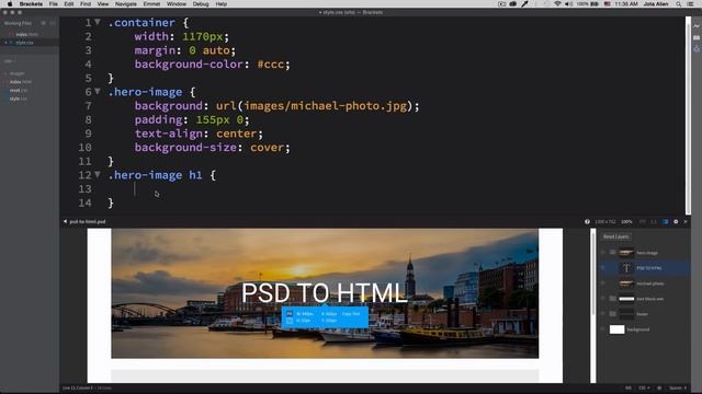 How To Convert PSD To HTML Using Brackets смотреть онлайн