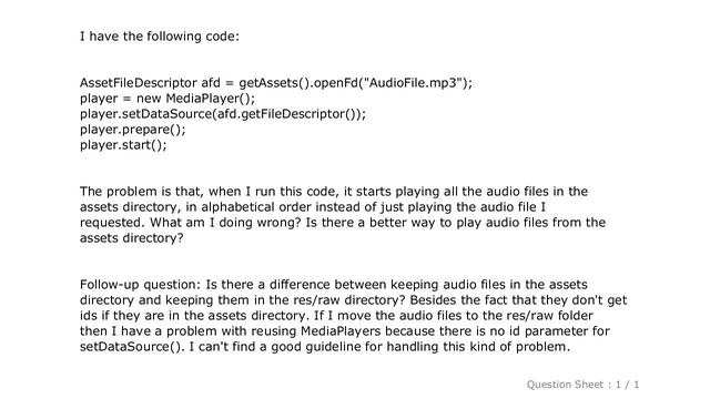 Android : Play audio file from the assets directory смотреть онлайн