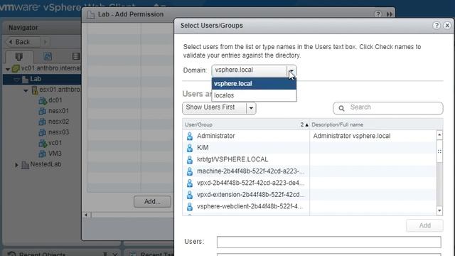 vSphere 6.5 - Add permissions for user and groups смотреть онлайн