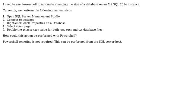 Change MS SQL Server database size from Powershell смотреть онлайн
