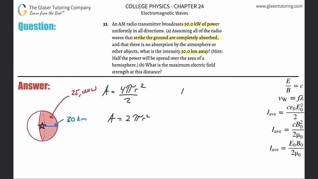24.33 | An AM radio transmitter broadcasts 50.0 kW of power uniformly in all directions. смотреть онлайн