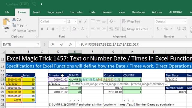 Excel Magic Trick 1457 Part 2: Regional Settings & Text or Number Date / Times in SUMIFS Function смотреть онлайн