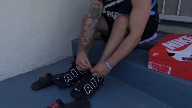 Nike Air More Uptempo Black White On Feet