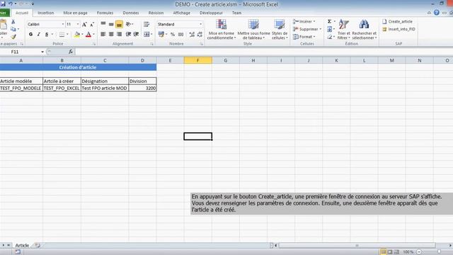Création fiche article SAP depuis Excel смотреть онлайн