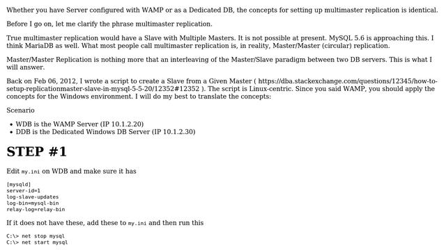 Databases: How do I configure multi master replication on WAMP? смотреть онлайн