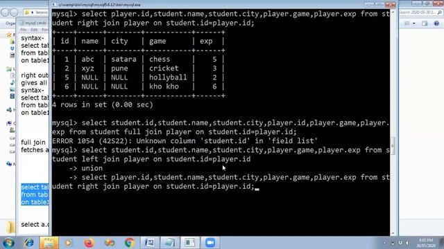 MySql joins смотреть онлайн