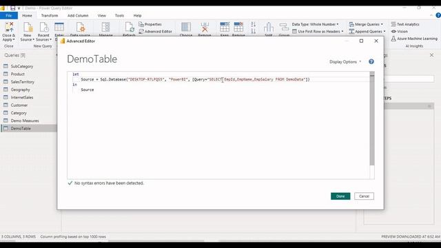 161.How to handle error if you change the column Name in SQL server Power BI Desktop|| Telugu смотреть онлайн