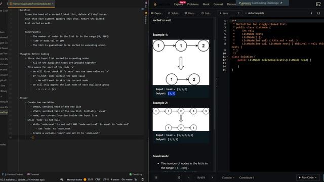 Remove Duplicates from Sorted List - Leetcode 83 - Java смотреть онлайн