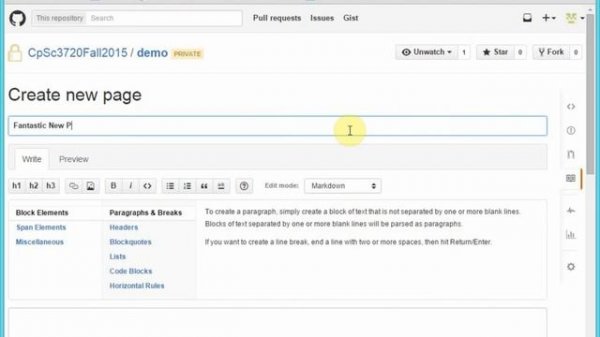Creating Github Wiki Pages