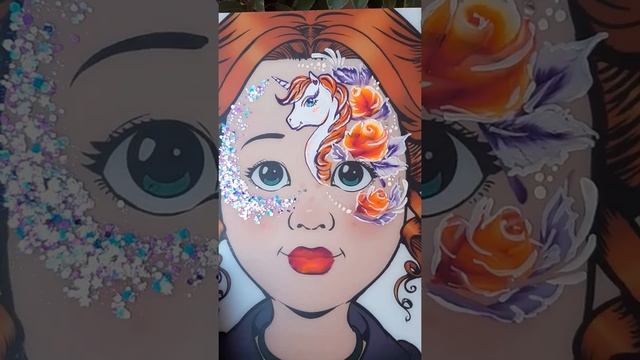 Аквагрим. Дизайн - Единорог. Конечный вариант. смотреть онлайн