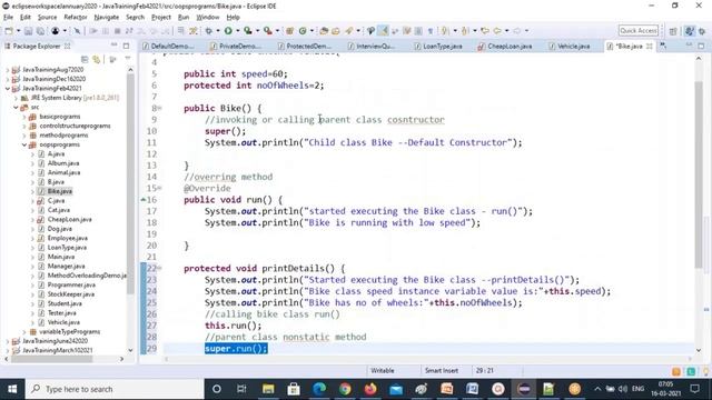 VIDEO#30--JAVA OOPS FINAL THIS SUPER OBJECT PACKAGE MARCH16 2021 смотреть онлайн