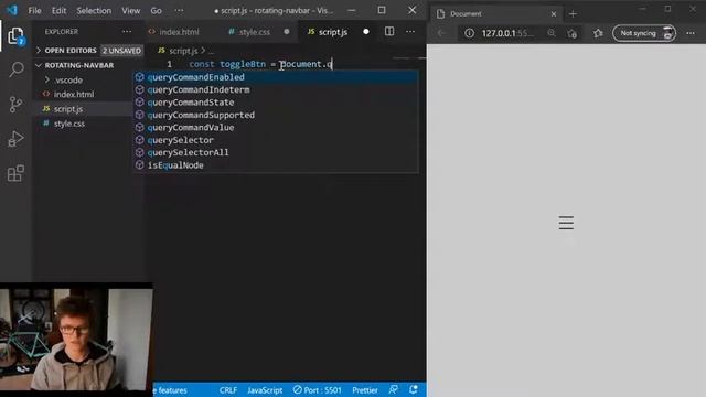 Animated Hamburger menu button HTML CSS Javascript смотреть онлайн
