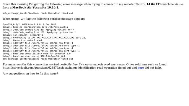 SSH does not connect - Operation timed out смотреть онлайн