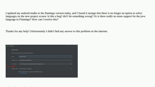 I can't create a new project with java language anymore on Android Studio Flamingo? смотреть онлайн