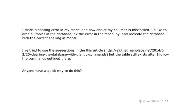 Django : How do I delete DB (sqlite3) in Django 1.9 to start from scratch? смотреть онлайн
