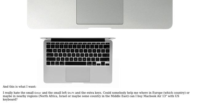 Apple: Which country in Europe offers Macbook Air 13" with US keyboard (with wide enter)? смотреть онлайн