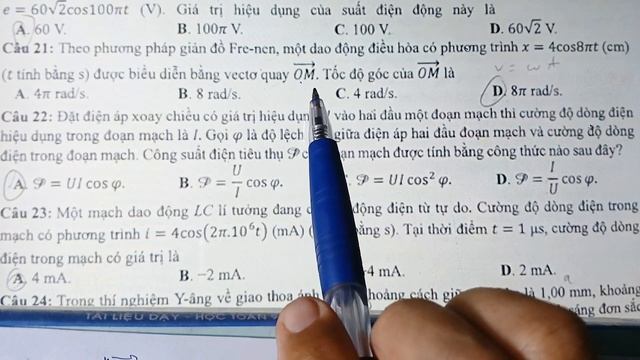 LỚP 12- LUYỆN ĐỀ THI THPT QUỐC GIA MÔN LÝ NĂM HỌC 2022-2023. MÃ ĐỀ 221, TỪ CÂU 01 ĐẾN 30. смотреть онлайн